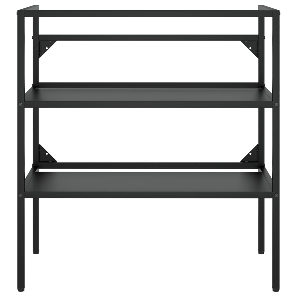 Cadru lavoar baie cu chiuvetă încorporată, negru, fier