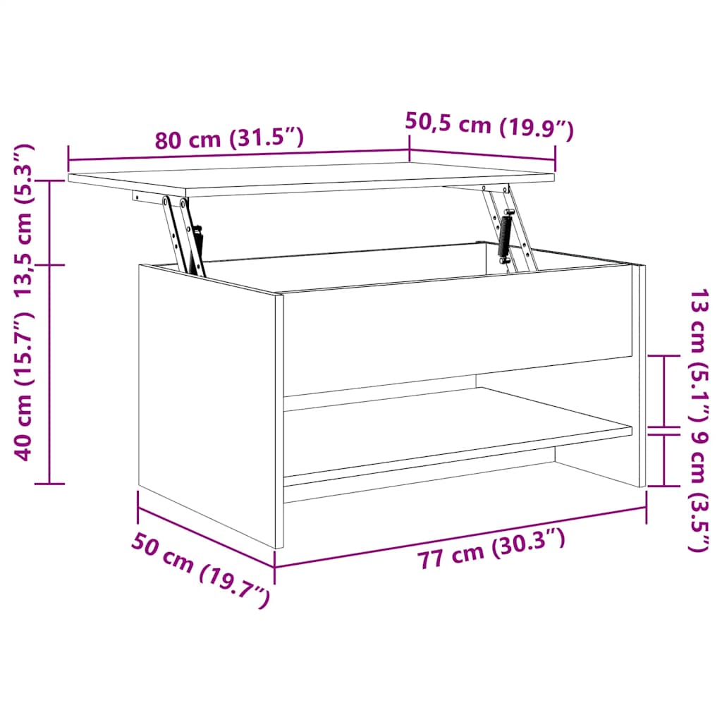 Măsuță de cafea, stejar fumuriu, 80x50x40 cm, lemn prelucrat