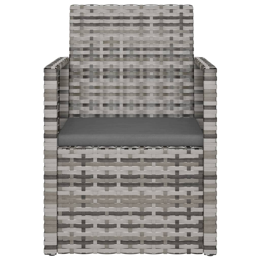Set mobilier de exterior cu perne, 3 piese, gri, poliratan