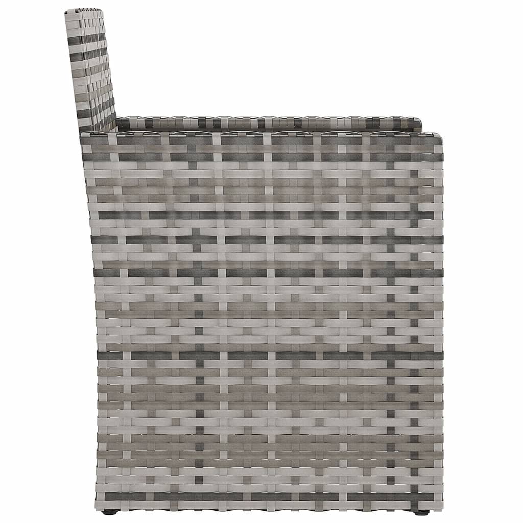 Set mobilier de exterior cu perne, 3 piese, gri, poliratan