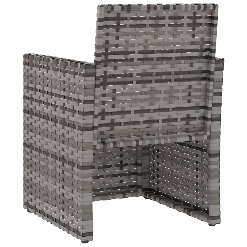 Set mobilier de exterior cu perne, 3 piese, gri, poliratan