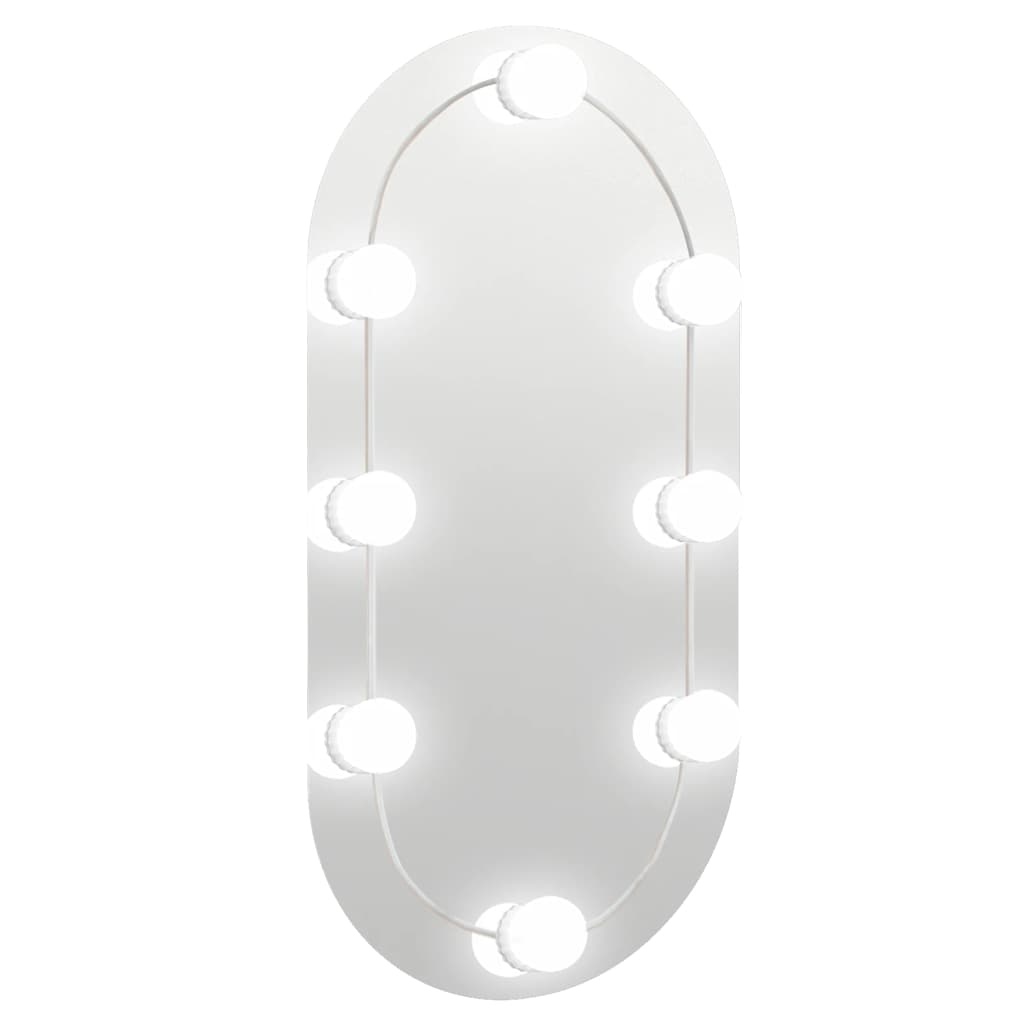 Oglindă cu lumini LED, 60x30 cm, sticlă, oval