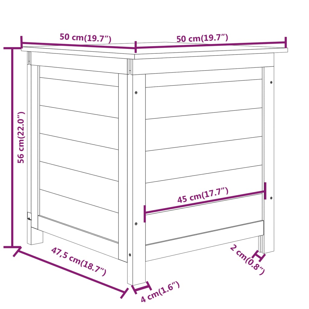 Cutie de perne de exterior maro 50x50x56 cm lemn masiv brad