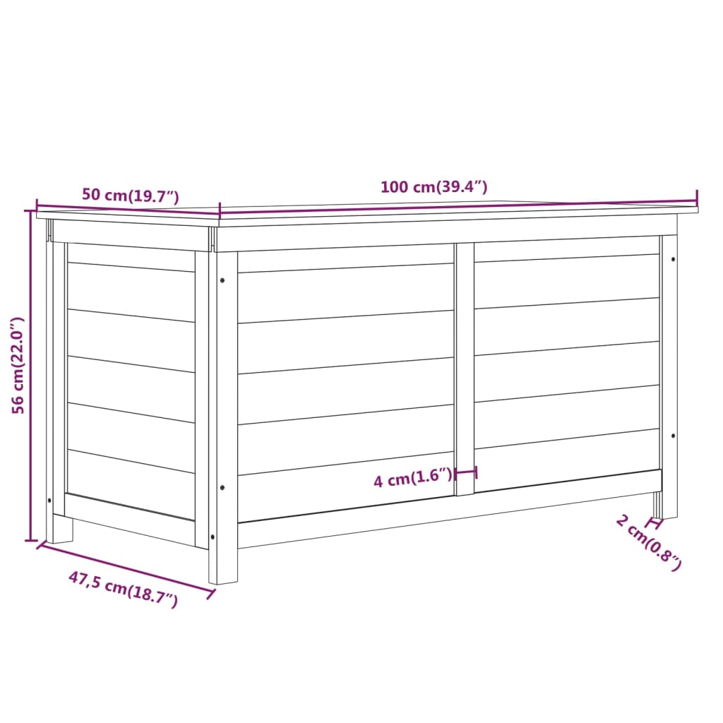 Cutie de perne de exterior maro 100x50x56 cm lemn masiv brad