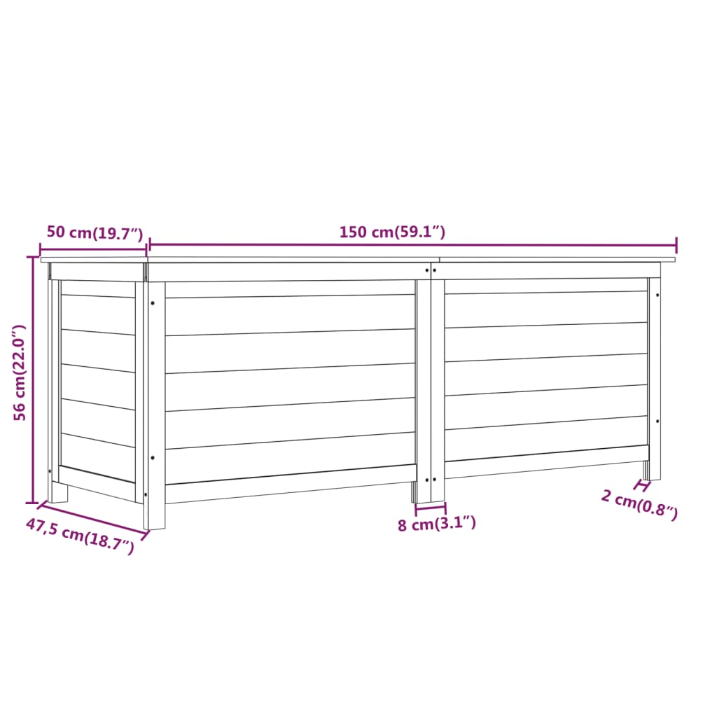 Cutie de perne de exterior maro 150x50x56 cm lemn masiv brad