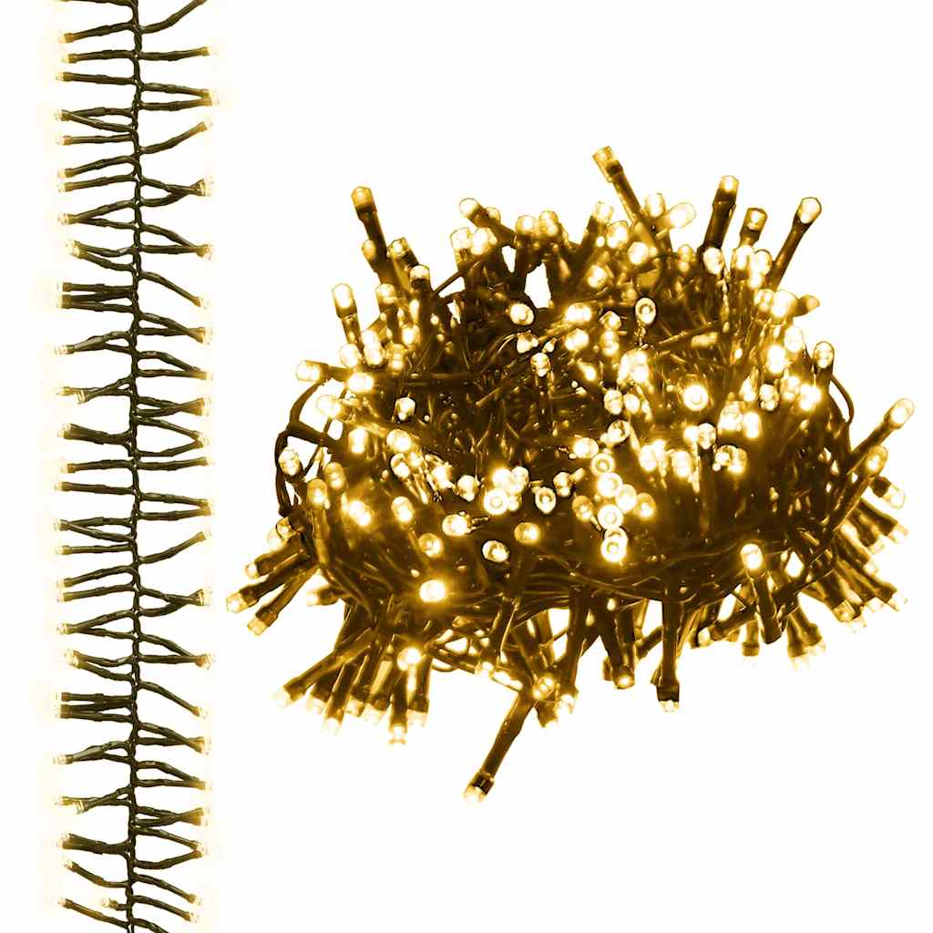 Instalație tip cluster cu 1000 LED-uri, alb cald, 11 m, PVC