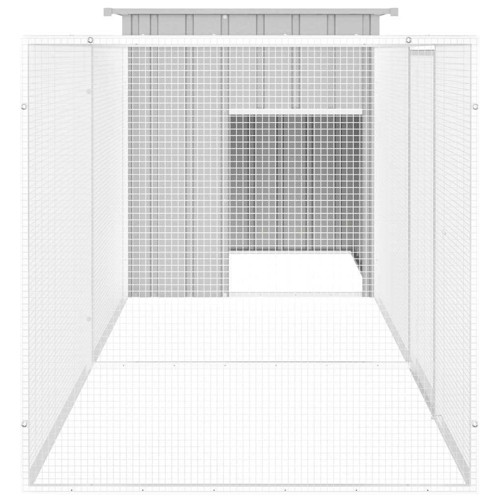 Coteț pentru păsări, gri, 300x91x100 cm, oțel galvanizat