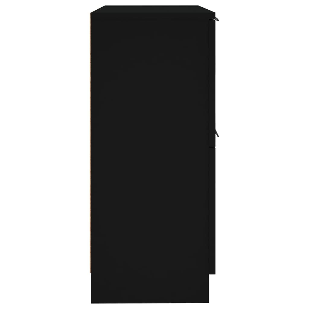 Servante, 2 buc., negru, 30x30x70 cm, lemn prelucrat