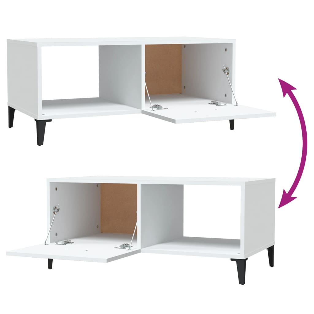 Măsuță de cafea, alb, 90x50x40 cm, lemn prelucrat