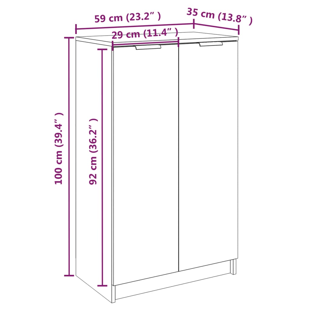 Pantofar, gri sonoma, 59x35x100 cm, lemn compozit