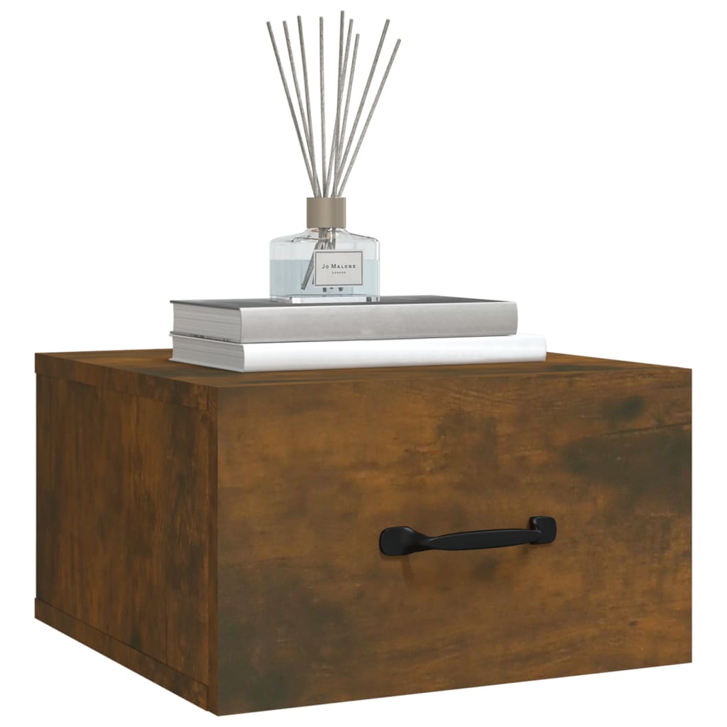 Noptiere de perete, 2 buc., stejar fumuriu, 35x35x20 cm