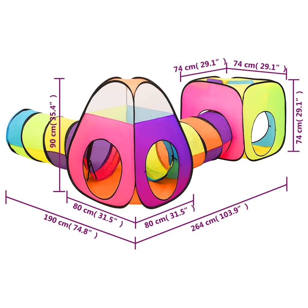 Cort de joacă pentru copii, multicolor, 190x264x90 cm