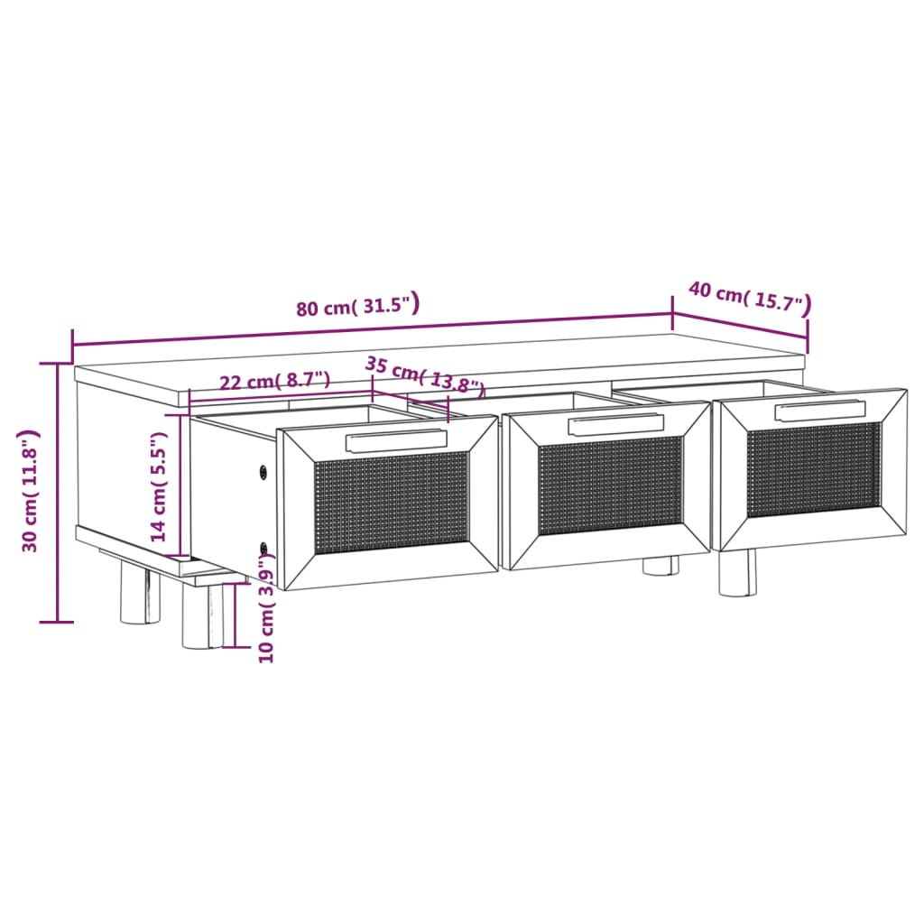 Măsuță de cafea negru 80x40x30 cm lemn prelucrat&lemn masiv pin