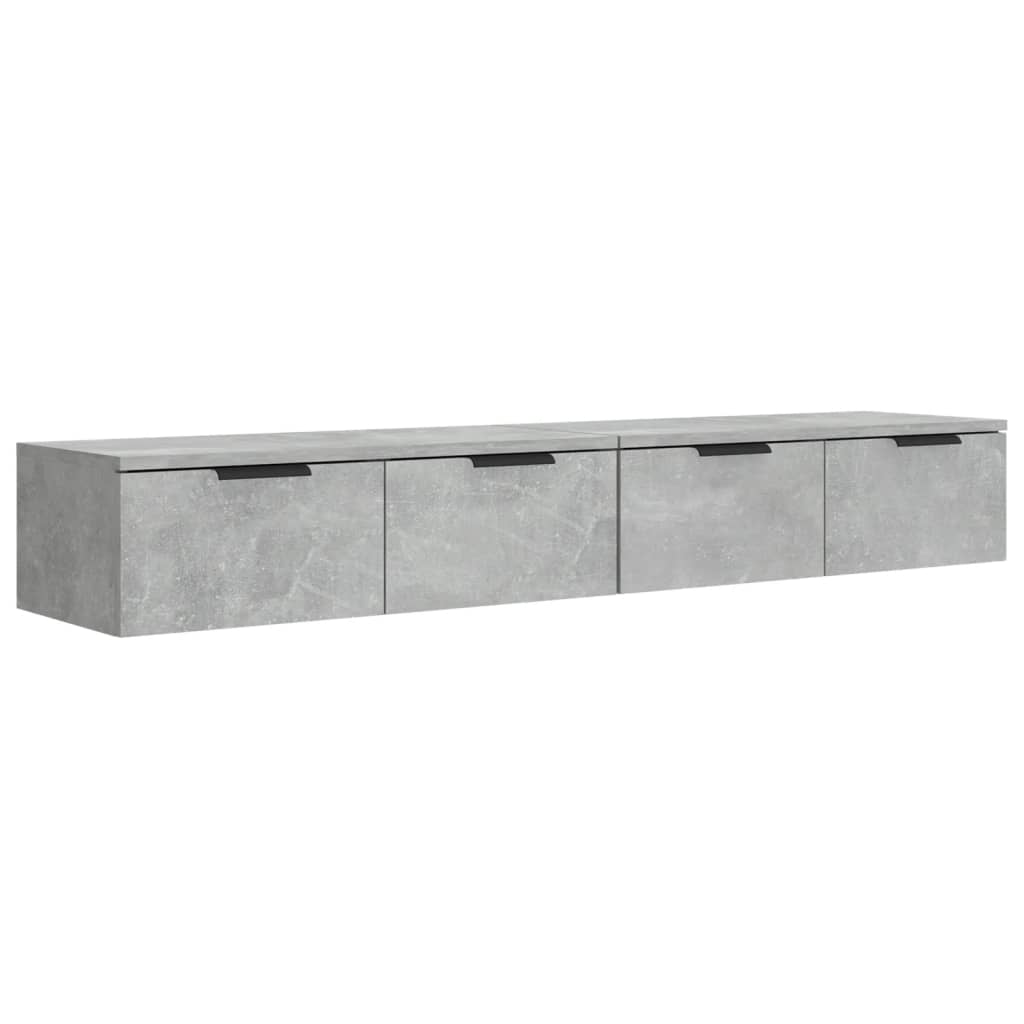 Dulapuri perete, 2 buc., gri beton, 68x30x20 cm, lemn prelucrat