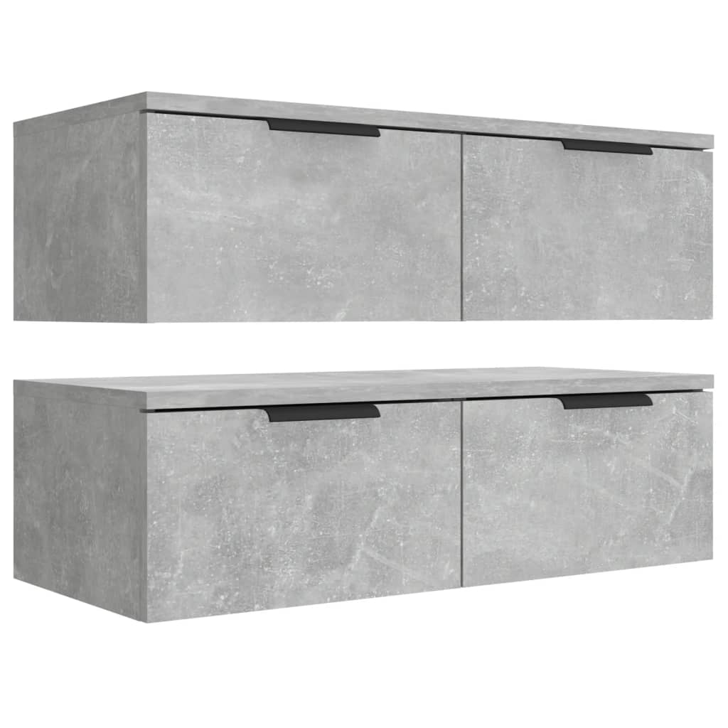 Dulapuri perete, 2 buc., gri beton, 68x30x20 cm, lemn prelucrat