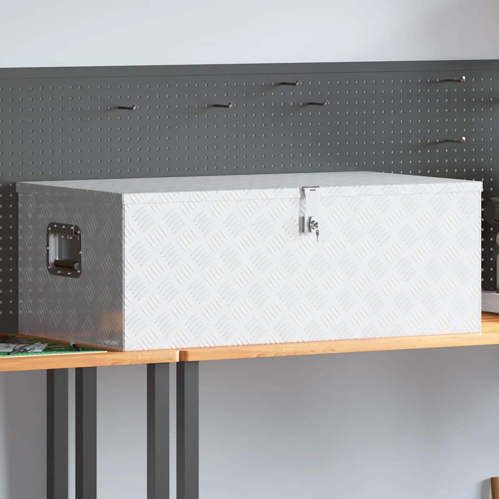 Cutie de depozitare, argintiu, 100x55x37 cm, aluminiu