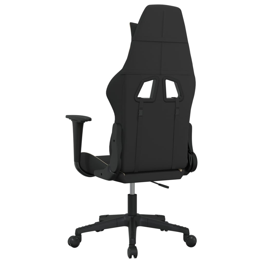 Scaun de gaming cu masaj, negru și crem, material textil