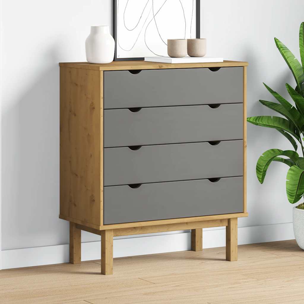 Dulap cu sertar OTTA, maro/gri, 76,5x39,5x90 cm, lemn masiv pin