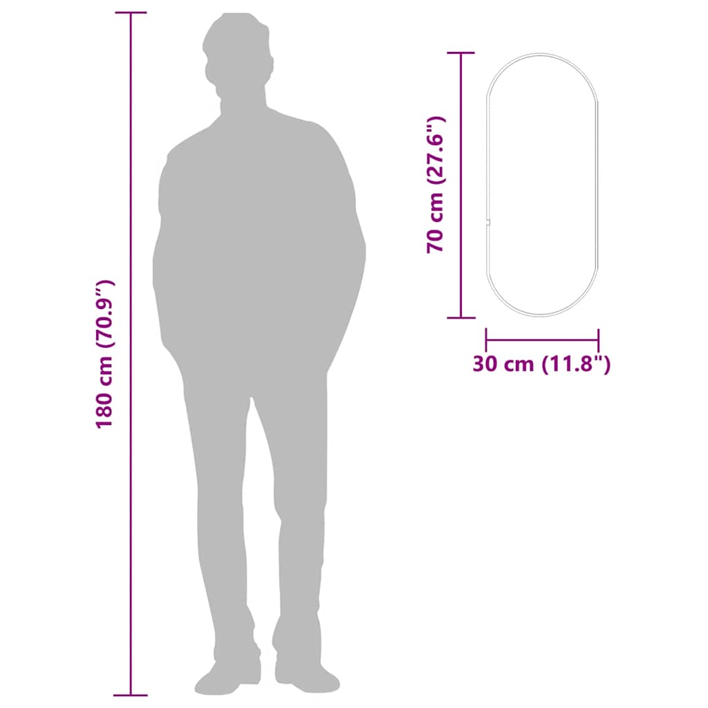 Oglindă de perete, auriu, 70x30 cm, ovală