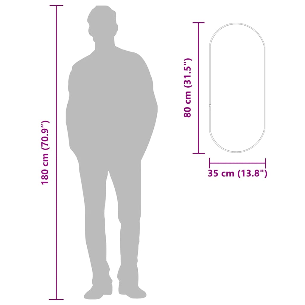 Oglindă de perete, auriu, 80x35 cm, ovală