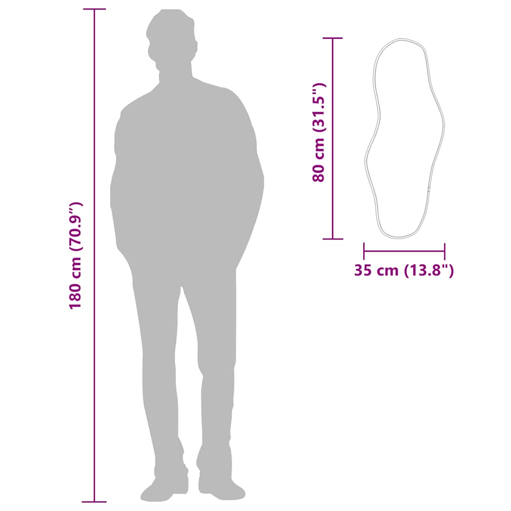 Oglindă de perete, argintiu, 80x35 cm - Vendito