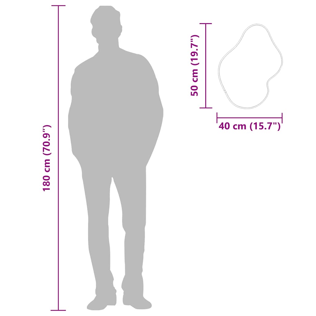 Oglindă de perete, argintiu, 50x40 cm