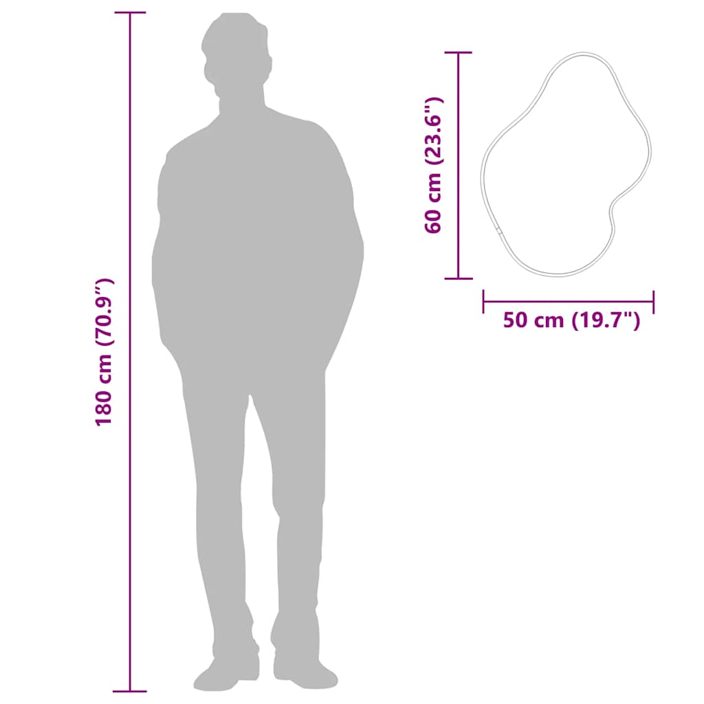 Oglindă de perete, negru, 60x50 cm