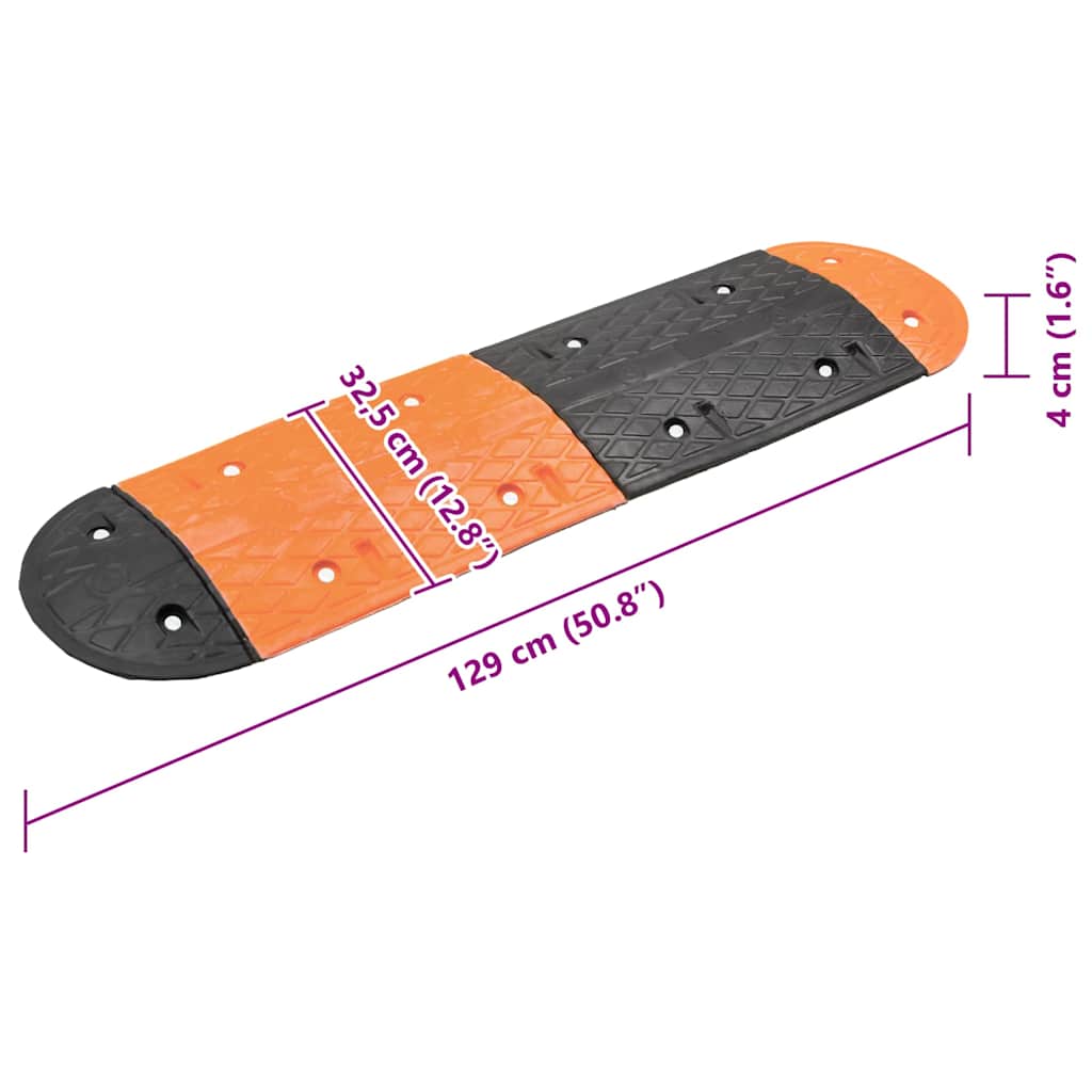 Prag limitator de viteză galben și negru 129x32,5x4 cm cauciuc