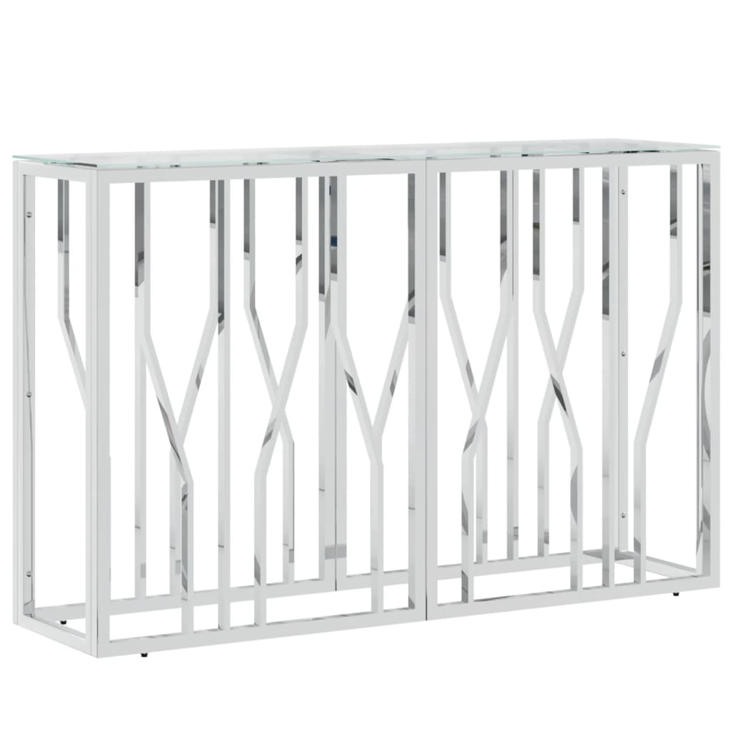 Masă consolă, 110x30x70 cm, oțel inoxidabil și sticlă