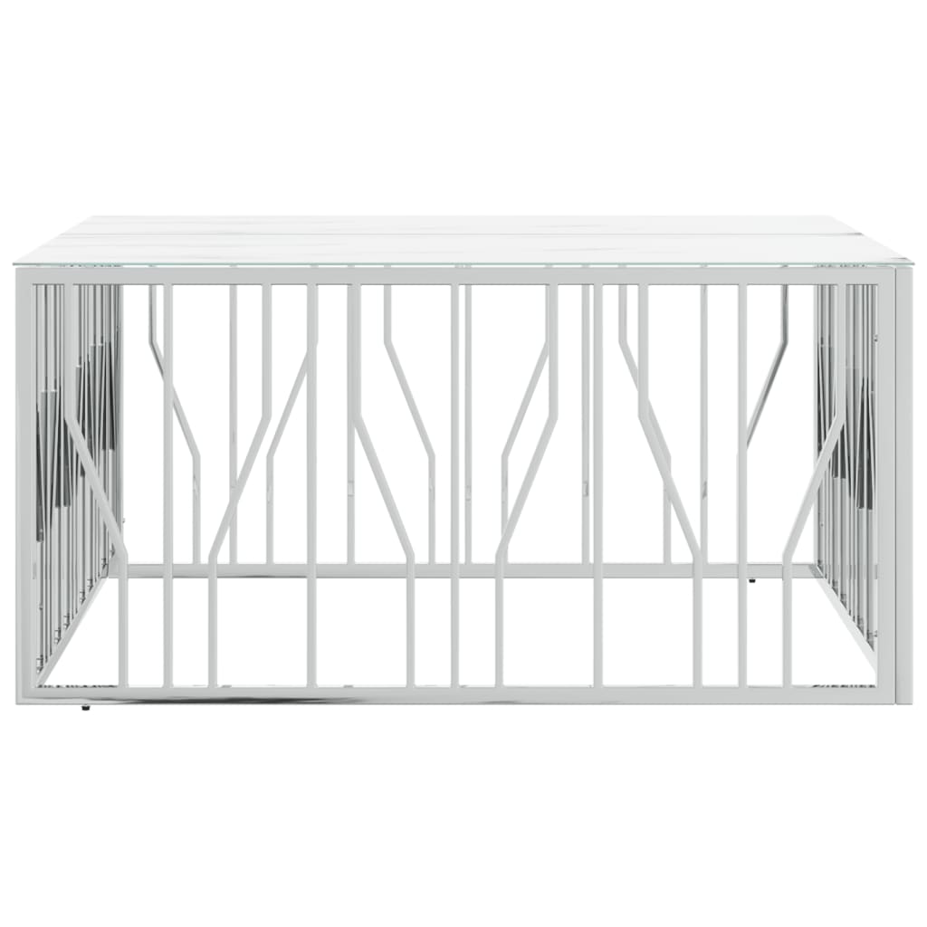 Masă de cafea, argintiu, 100x100x50 cm, oțel inoxidabil/sticlă