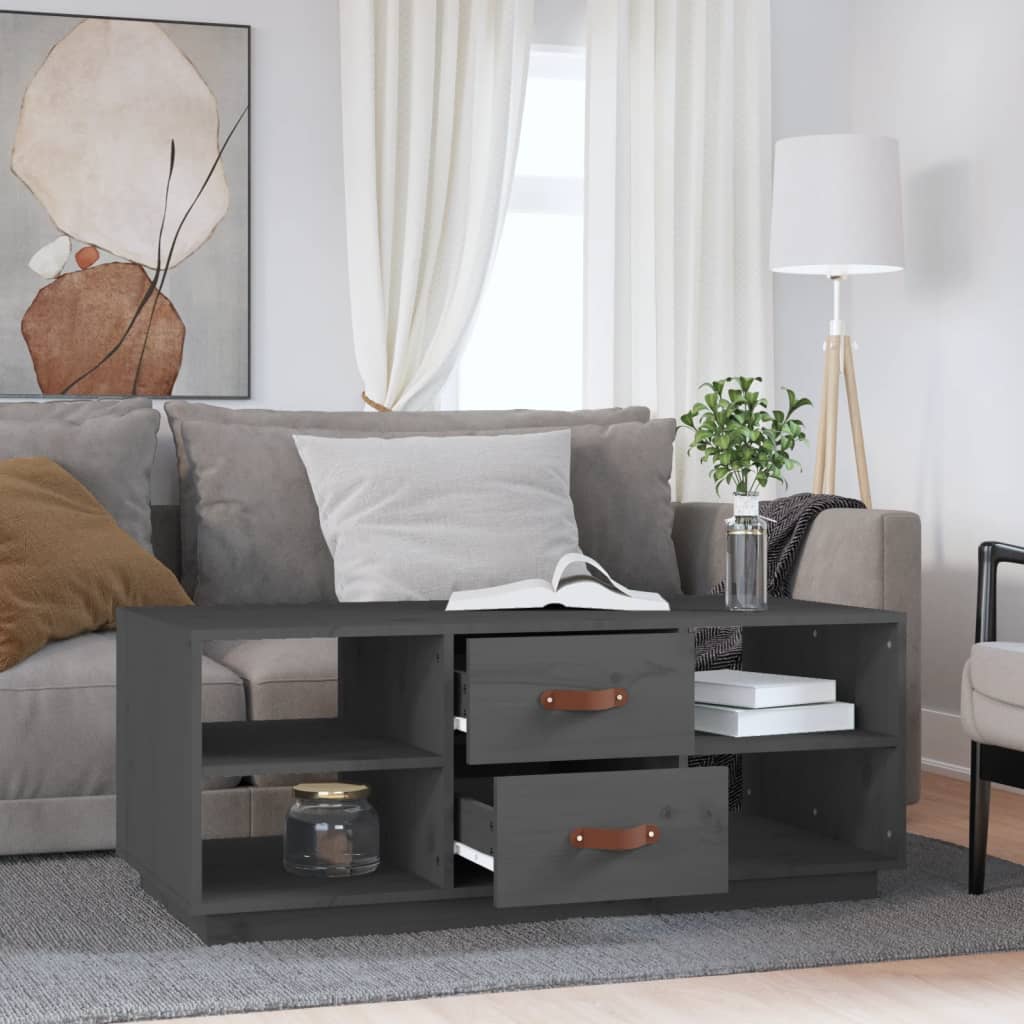 Măsuță de cafea, gri, 100x50x41 cm, lemn masiv de pin
