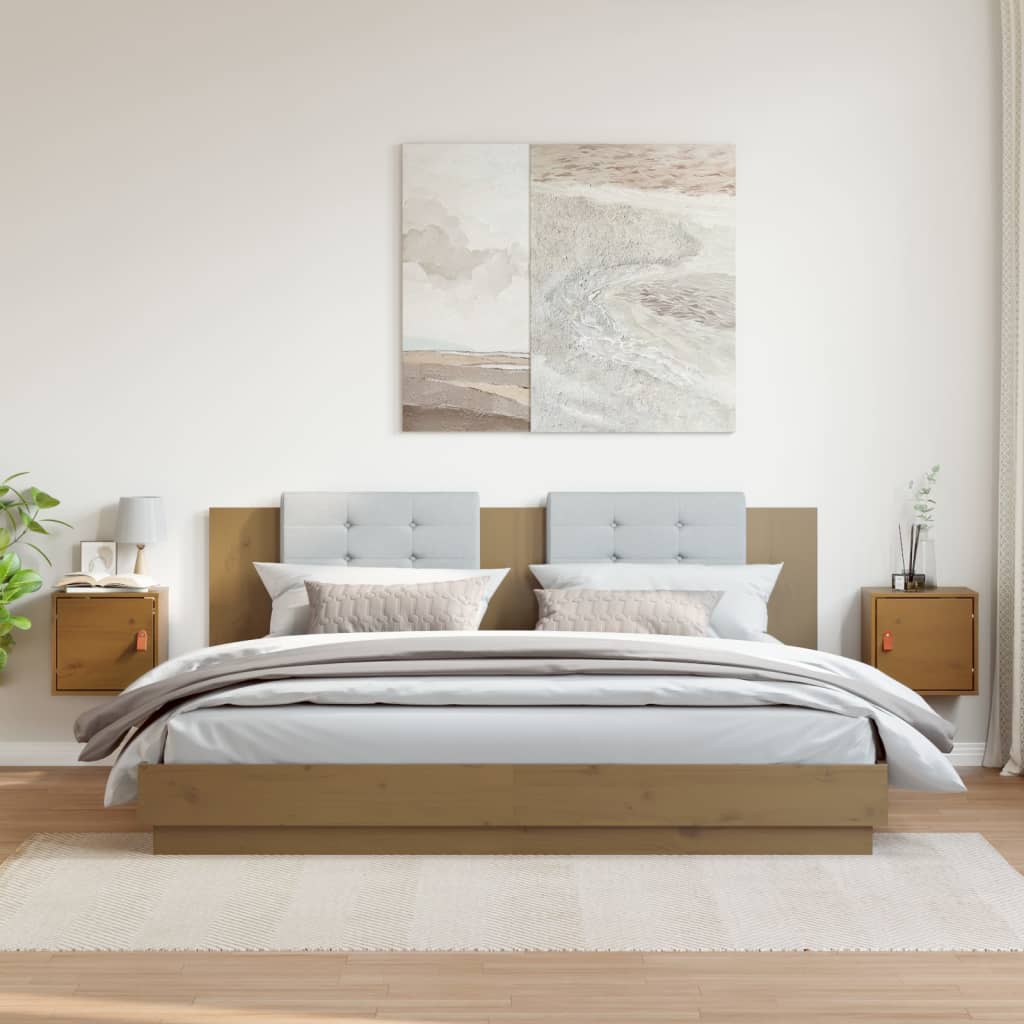 Dulapuri perete 2 buc, maro miere, 31,5x30x30cm, lemn masiv pin