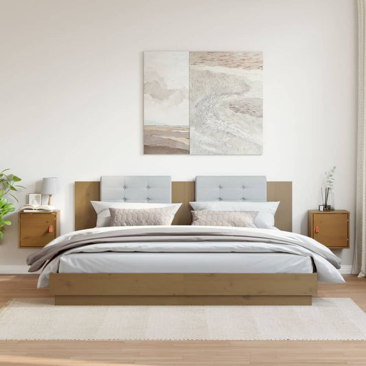 Dulapuri perete 2 buc, maro miere, 31,5x30x30cm, lemn masiv pin