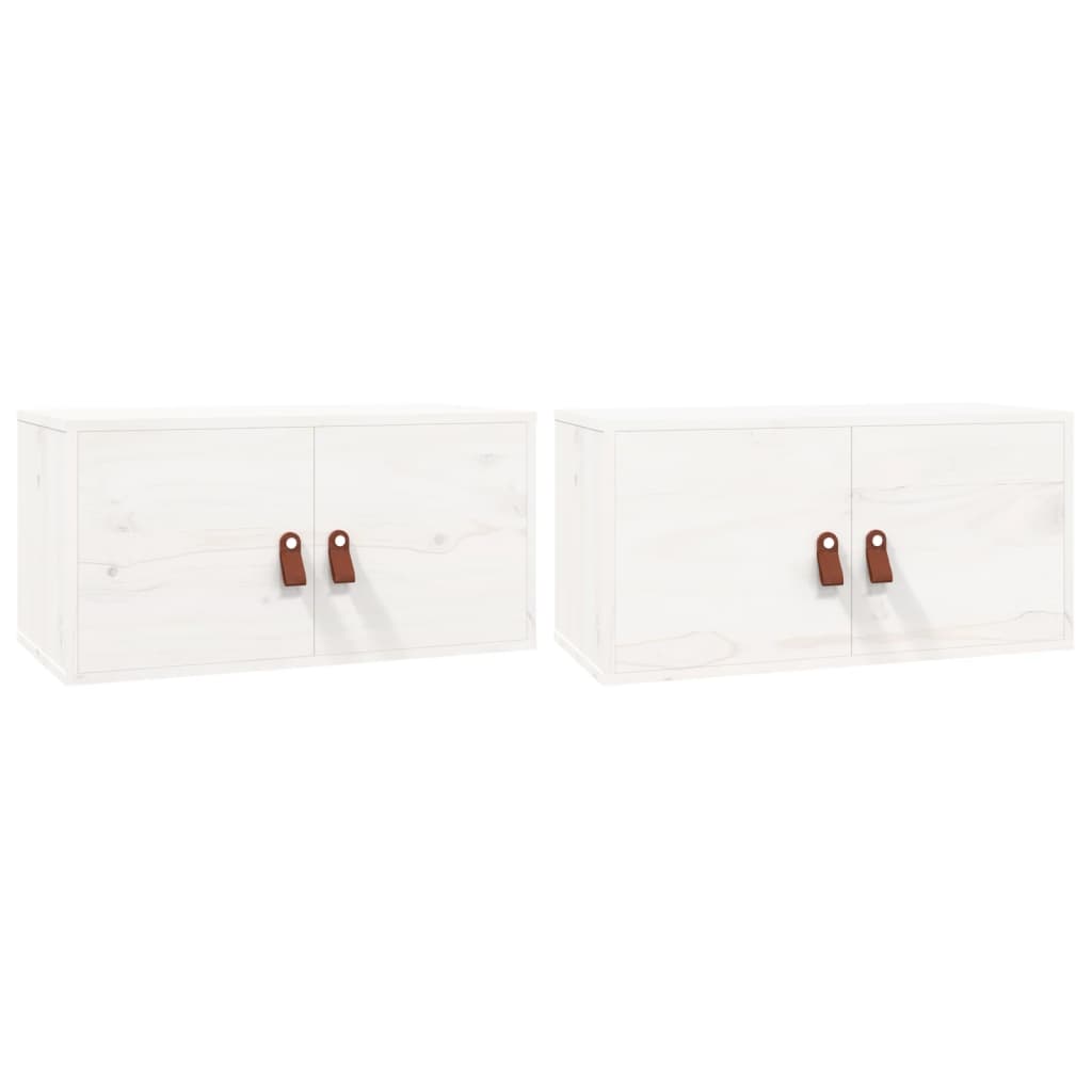 Dulapuri de perete 2 buc. alb, 60x30x30 cm, lemn masiv de pin