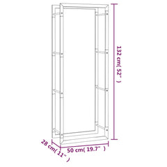 Rastel pentru lemne de foc, negru mat, 50x28x132 cm, oțel
