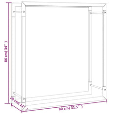 Suport pentru lemne de foc, negru mat, 80x28x86 cm, oțel