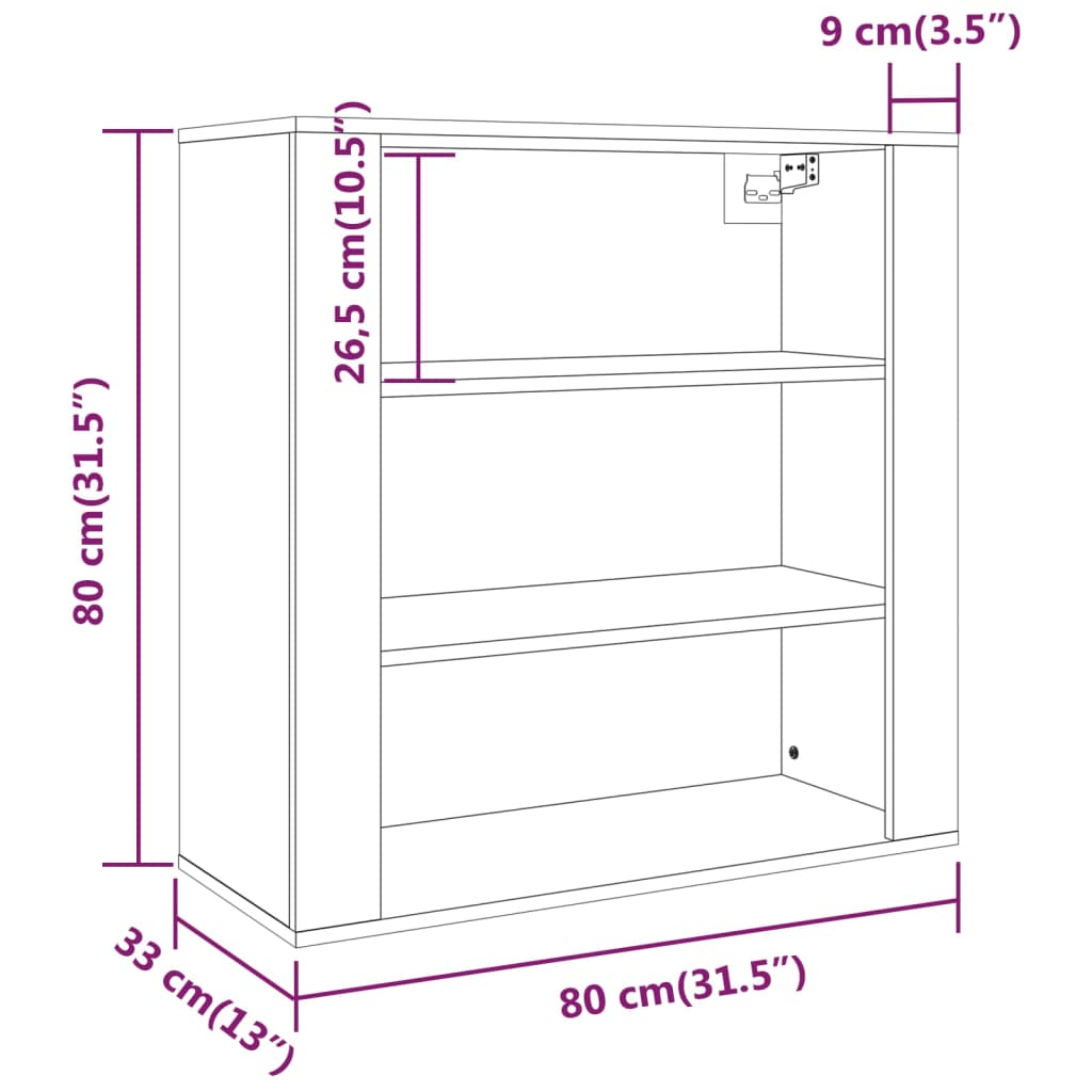 Dulap de perete, stejar fumuriu, 80x33x80 cm, lemn prelucrat