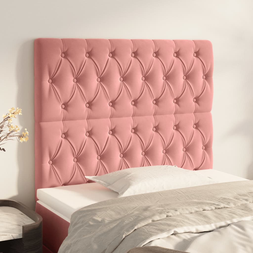 Tăblii de pat, 2 buc, roz, 100x7x78/88 cm, catifea