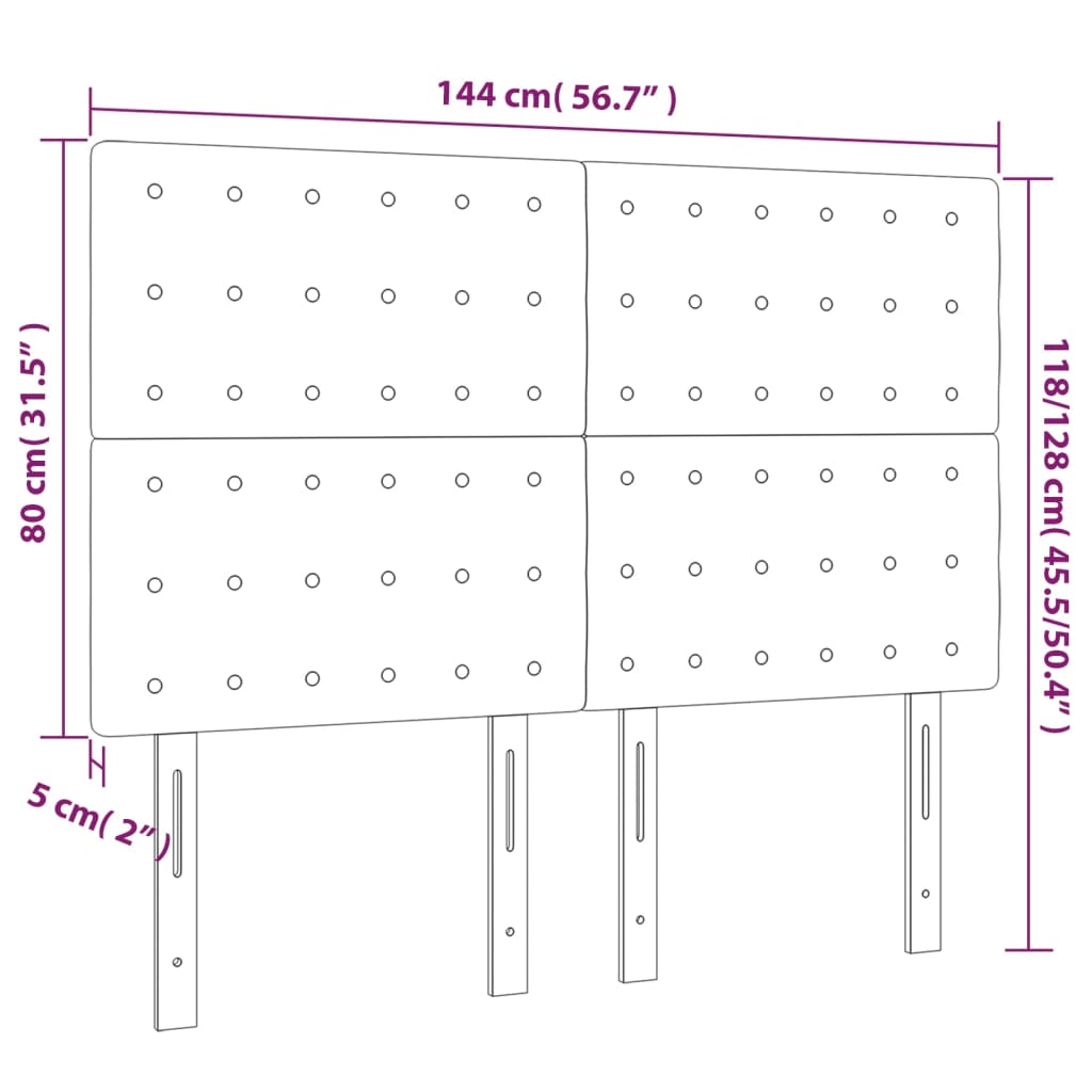 Tăblii de pat, 4 buc, gri taupe, 72x5x78/88 cm, textil