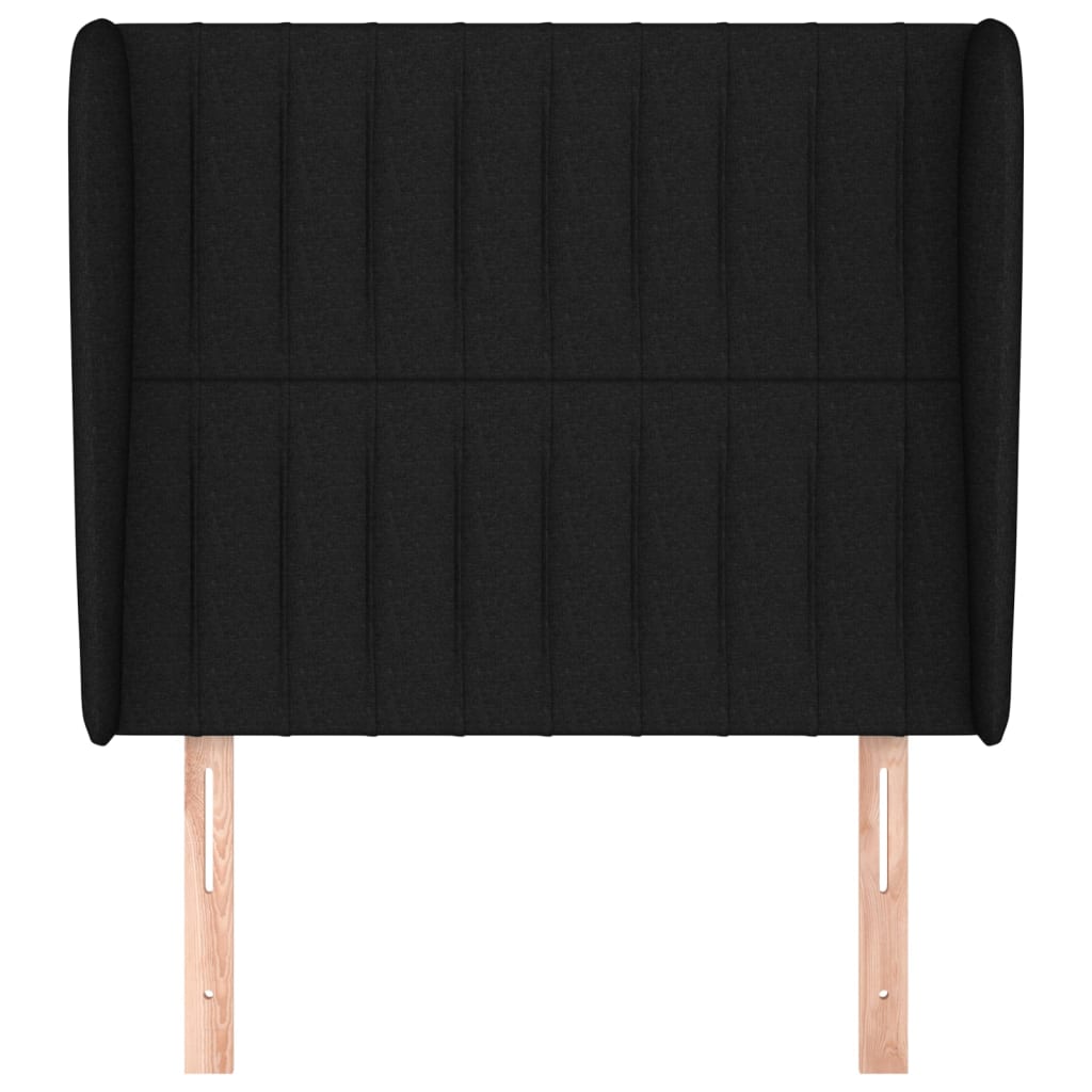 Tăblie de pat cu aripioare, negru, 83x23x118/128 cm, textil