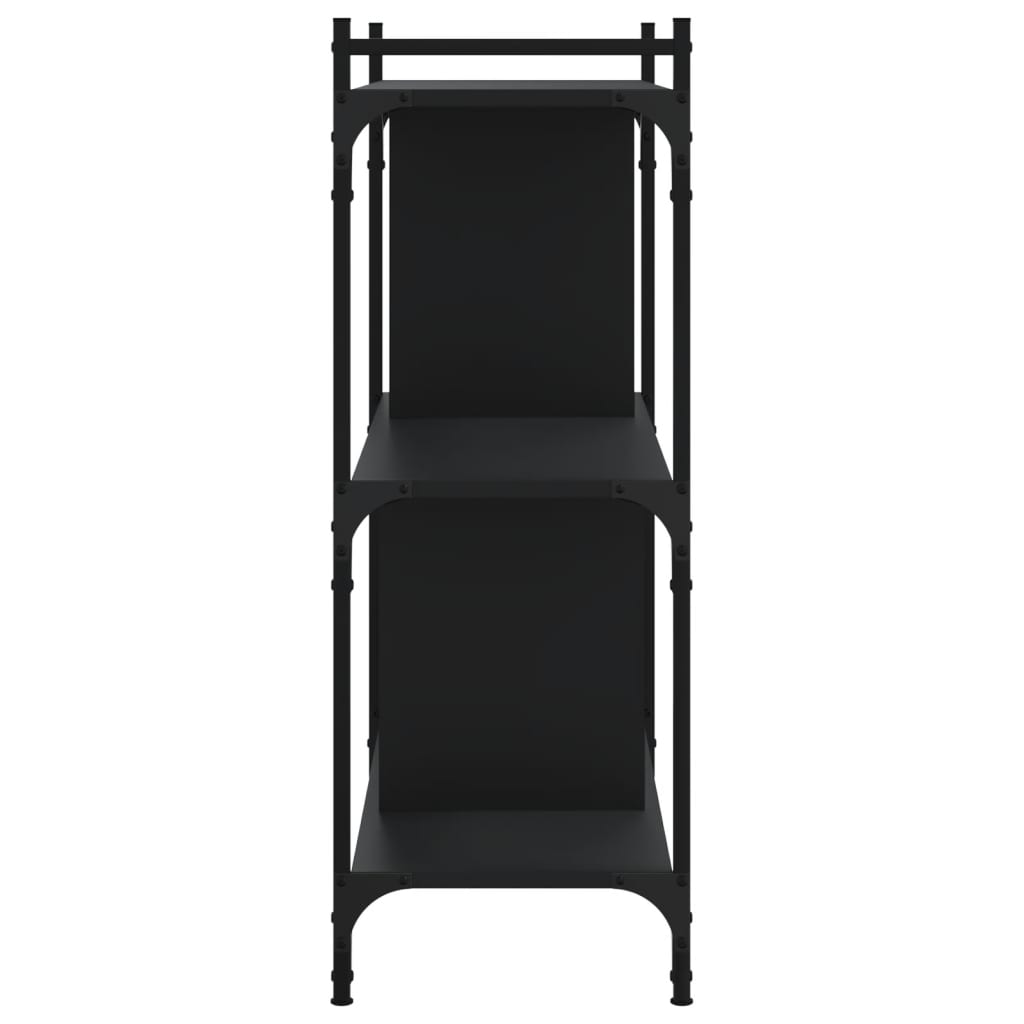 Bibliotecă cu 3 niveluri, negru, 76x32x88 cm, lemn prelucrat