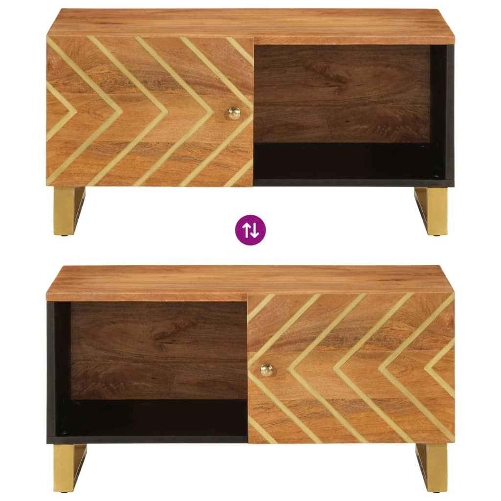 Măsuță de cafea, maro și negru, 80x50x40 cm, lemn masiv mango