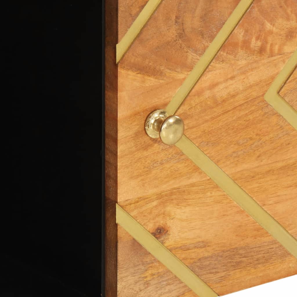 Dulap lateral, maro și negru, 80x33,5x75 cm lemn masiv de mango