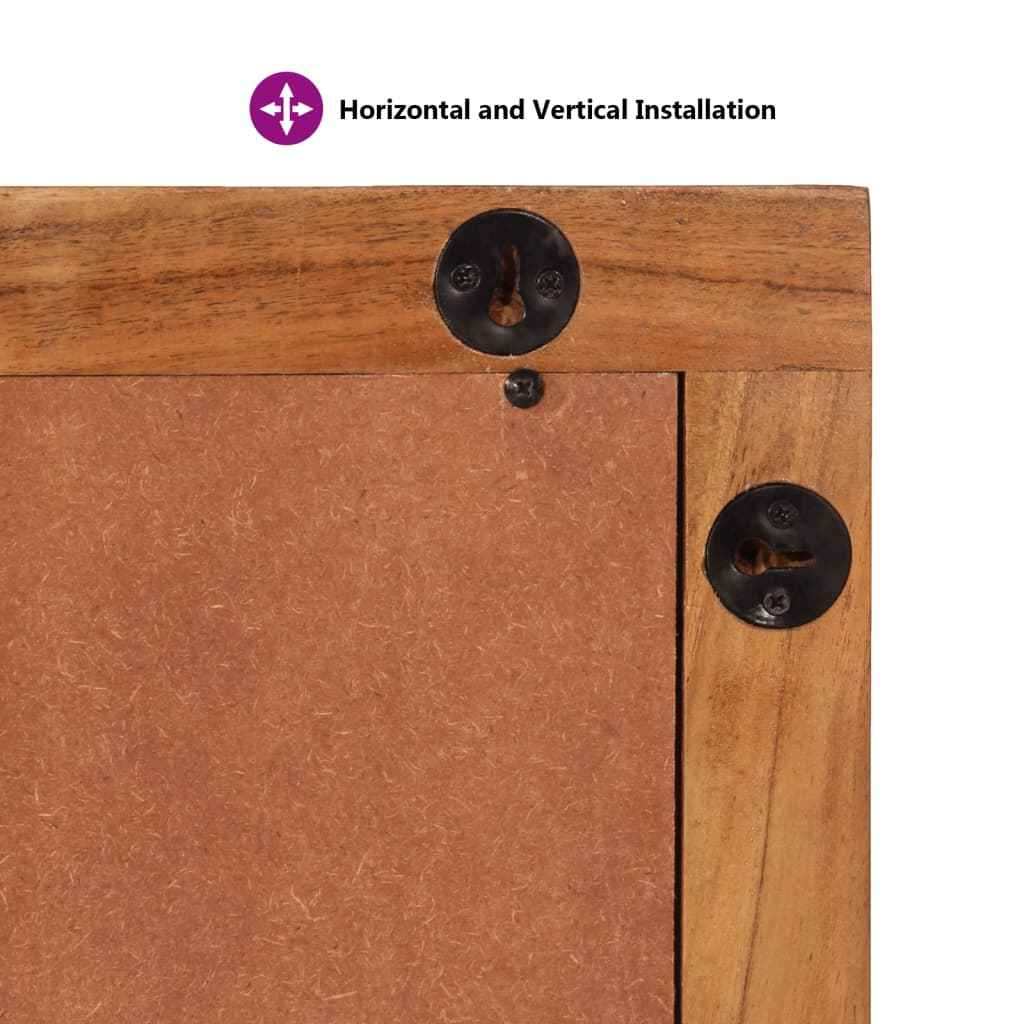 Oglindă de baie, 50x70x2,5 cm, lemn masiv de acacia și sticlă