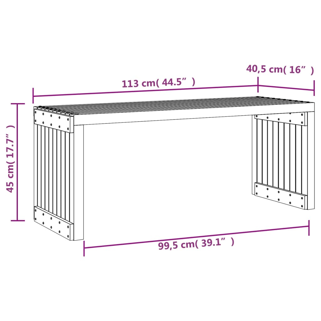 Bancă grădină extensibilă alb, 212,5x40,5x45 cm, lemn masiv pin