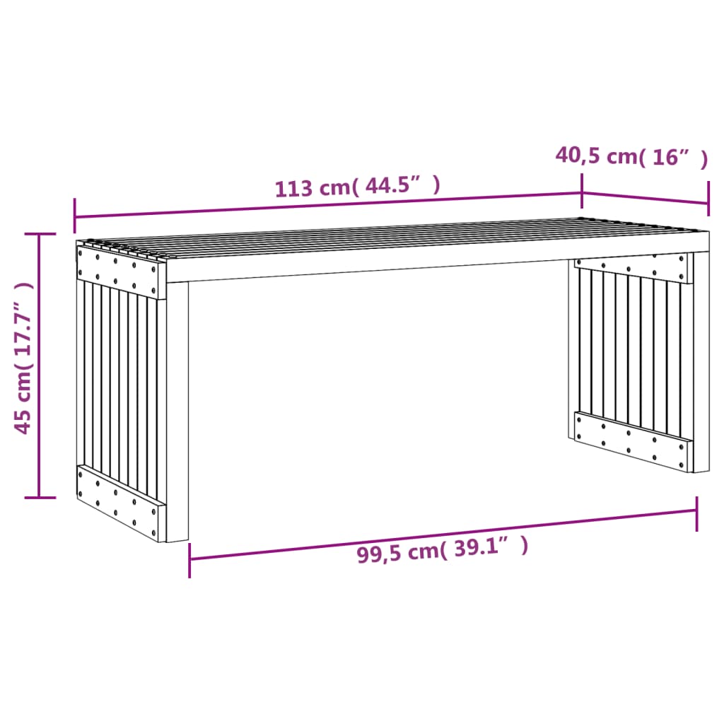 Bancă de grădină extensibilă, 212,5x40,5x45 cm, lemn pin tratat