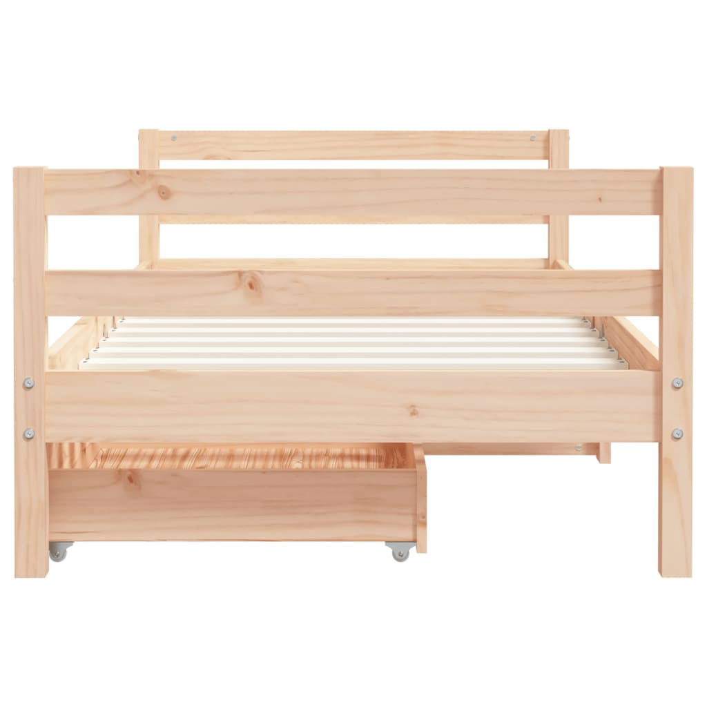 Cadru de pat copii cu sertare, 80x160 cm, lemn masiv pin