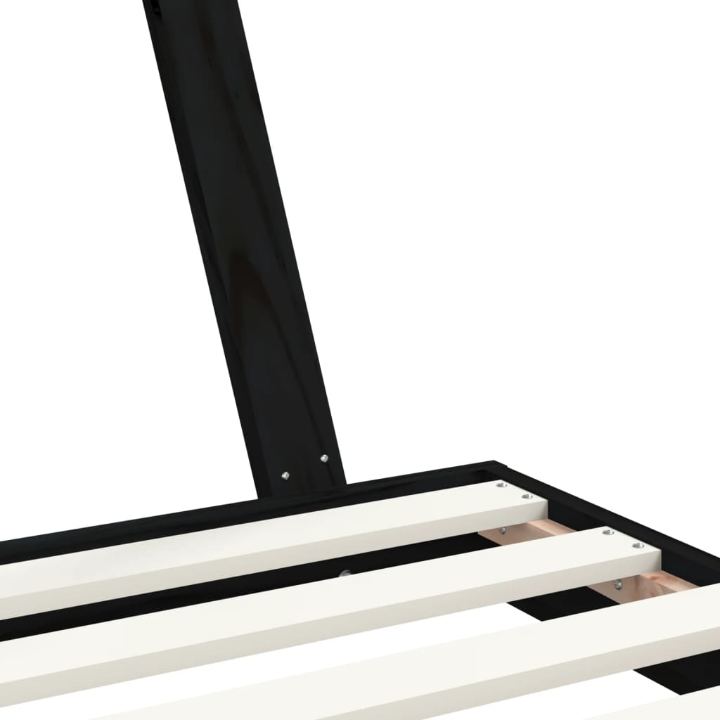 Cadru de pat pentru copii, negru, 90x190 cm, lemn masiv de pin