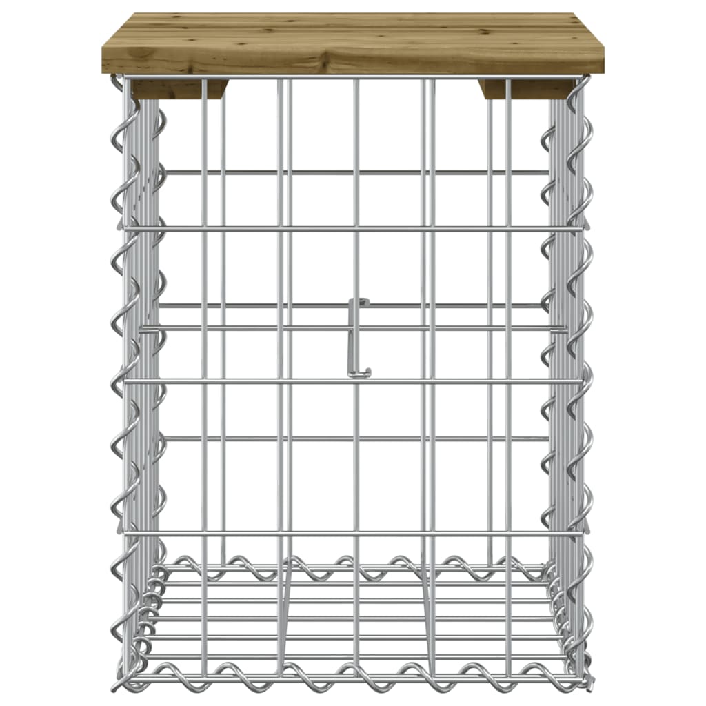 Bancă grădină, design gabion, 33x31x42 cm, lemn pin impregnat