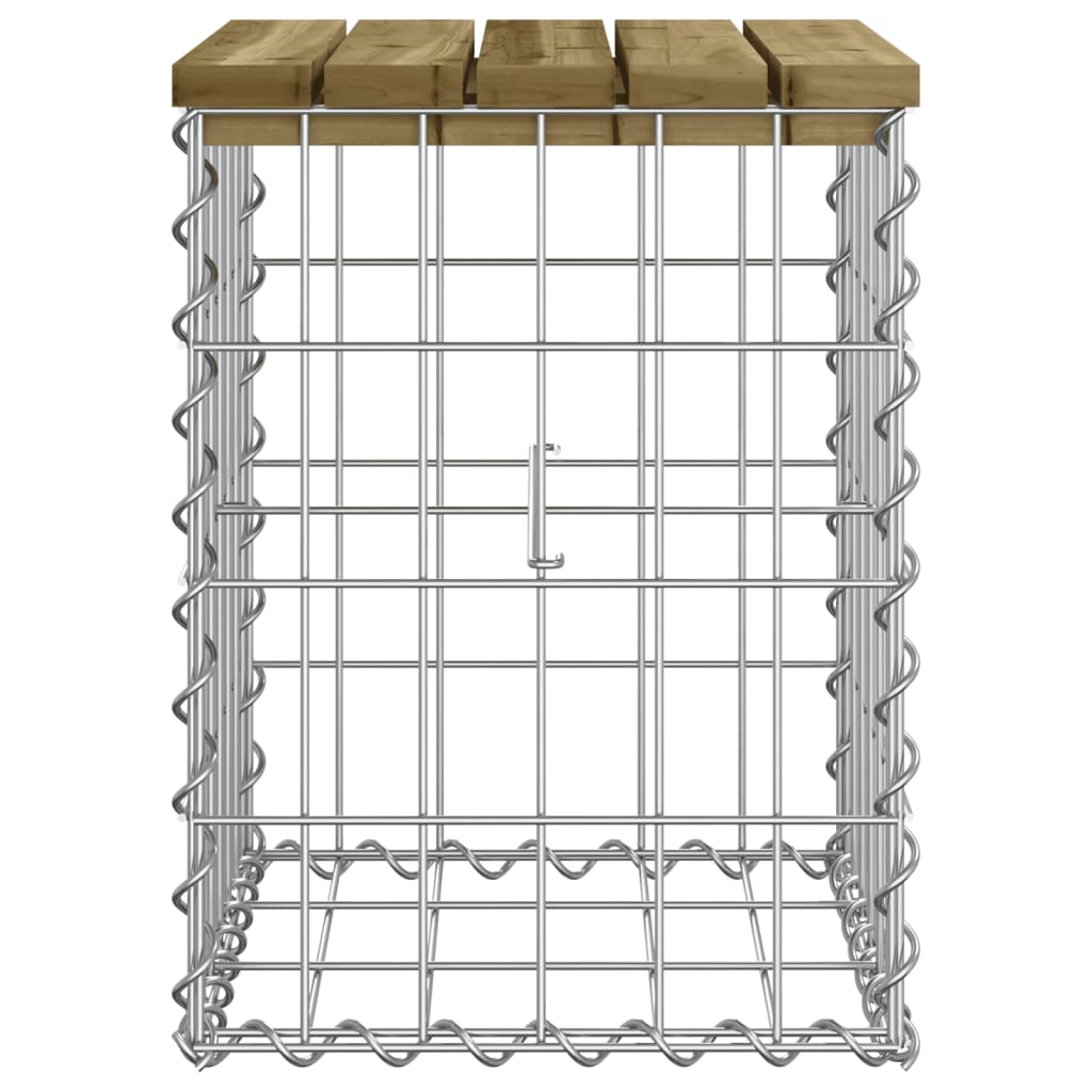 Bancă grădină, design gabion, 33x31x42 cm, lemn pin impregnat